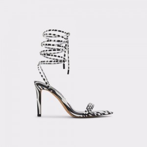 Aldo Yberrar Strappy heeled sandal - Stiletto heel Donna Sandali Nere Bianche | VXHWZCN-46